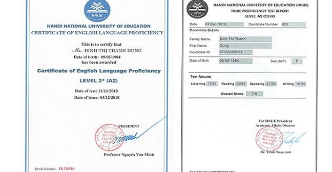 chứng chỉ tiếng Anh CEFR
