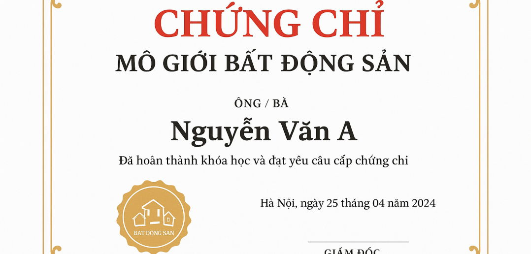 Chứng chỉ mô giới BĐS